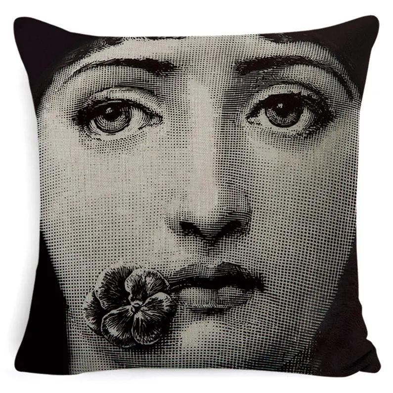 XL-16-2223 Fornasetti женский чехол для подушки для лица Европейский Винтажный Стильный чехол для подушки диван автомобильное домашнее сиденье Decora льняная бежевая наволочка 45*45 см - Цвет: XL-16-2223