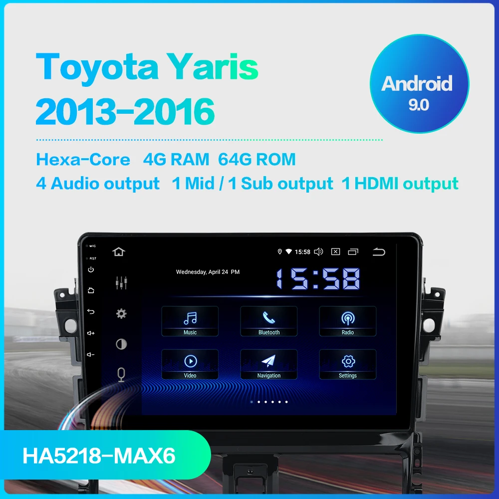 Мультимедийная магнитола fonnt 10 2 дюйма IPS 1 din Android 9 0 для Toyota Yaris 2013 2014 2015 2016 USB 4 Гб ОЗУ