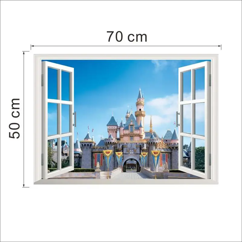 Фантастический Замок принцессы 3d поддельные наклейки на стену окно для девочек