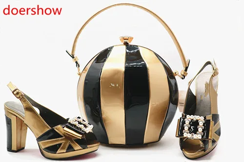 Doershow Красивая Золотая обувь в африканском стиле и подходящая сумка Женская