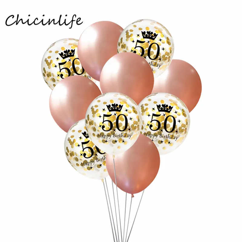 gold 50 Корона из розового золота 30 40 50 лет шары на день рождения 30th 40th 50th День Рождения украшения Сердце Звезда с днем рождения - Цвет: gold 50
