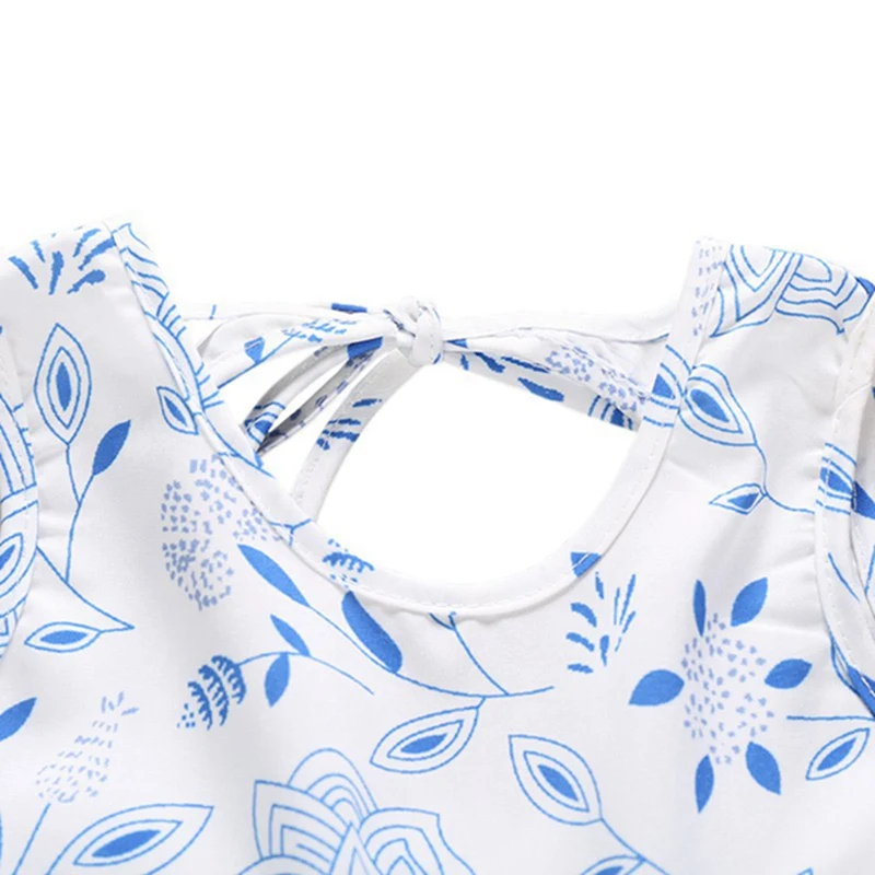 Милое летнее Повседневное платье без рукавов с цветочным рисунком для маленьких