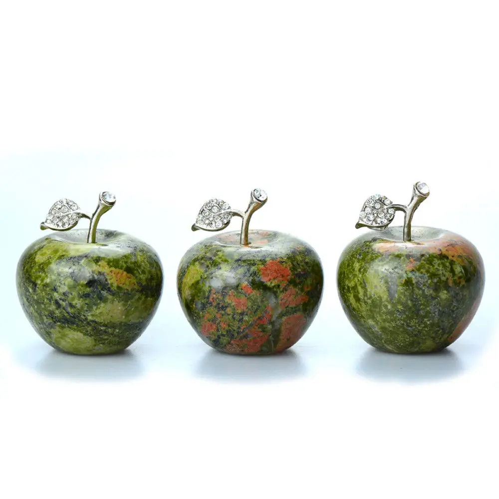 Натуральный клинозизит Хрустальный Paperweight Unakite Jasper статуэтка Apple декор в качестве