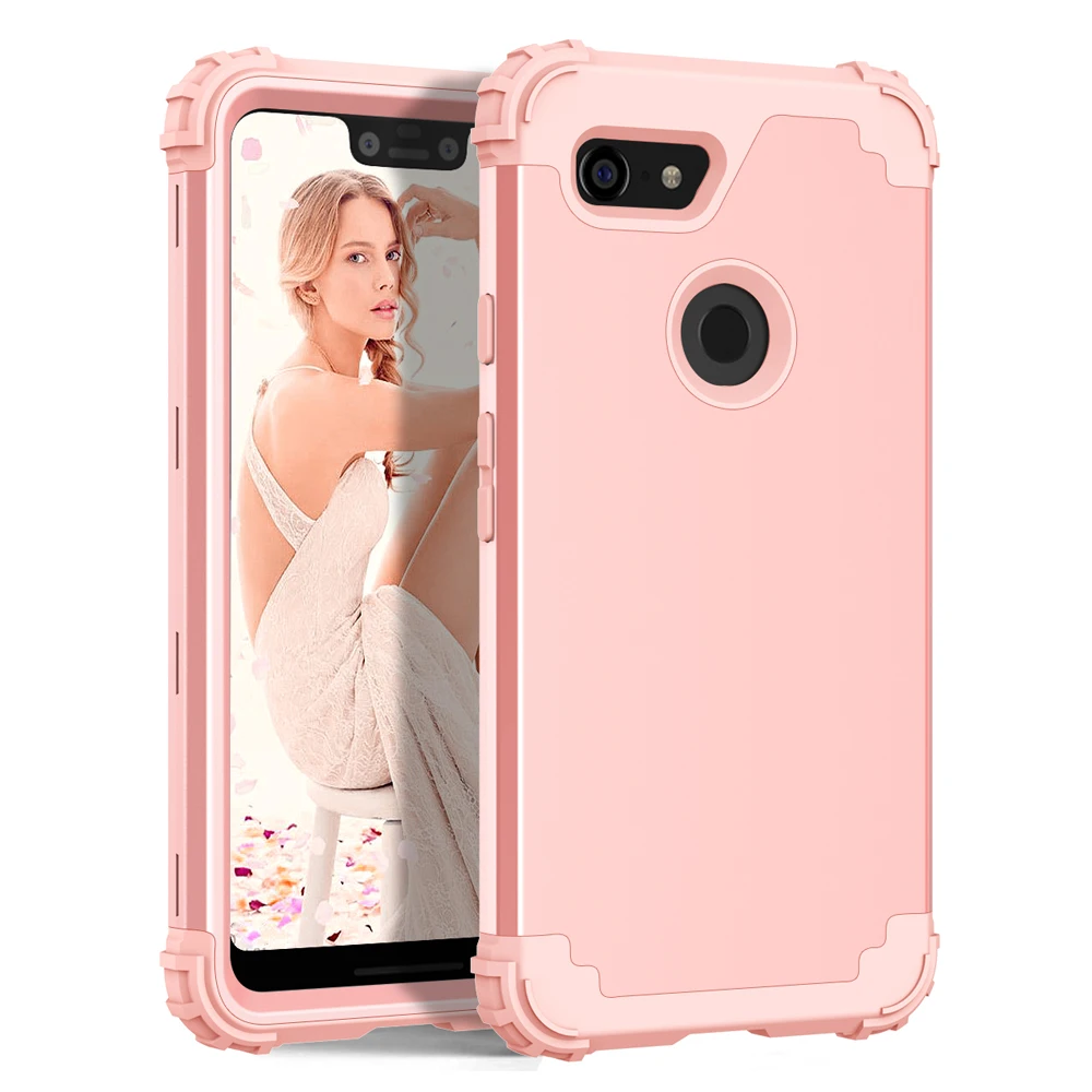 Rose Gold LUPHIE для Google Pixcel 3 XL/Pixel 3 чехол противоударный защитный полный корпус 3 в 1 Гибридный Жесткий ПК и мягкий силиконовый сверхпрочный чехол - Цвет: Rose Gold