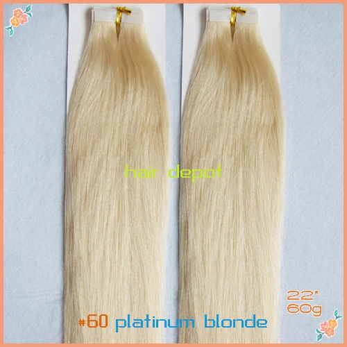 free UPS 22&quot #27 Tape Extensions Real Hair 60g-pack strawberry blonde Skin Weft Seamless 4A Grade Mixable |