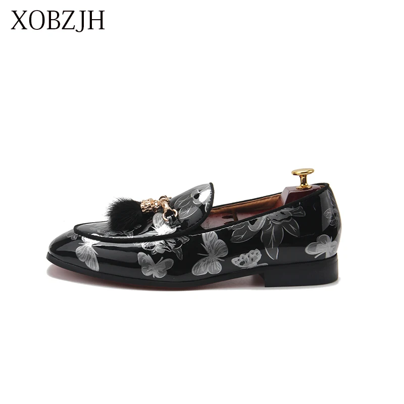

XOBZJH 2019 Men Shoes Italian High Quality Loafers Shoes Men Summer Luxury Wedding Party Genuine Leather Slip On Black Shoes