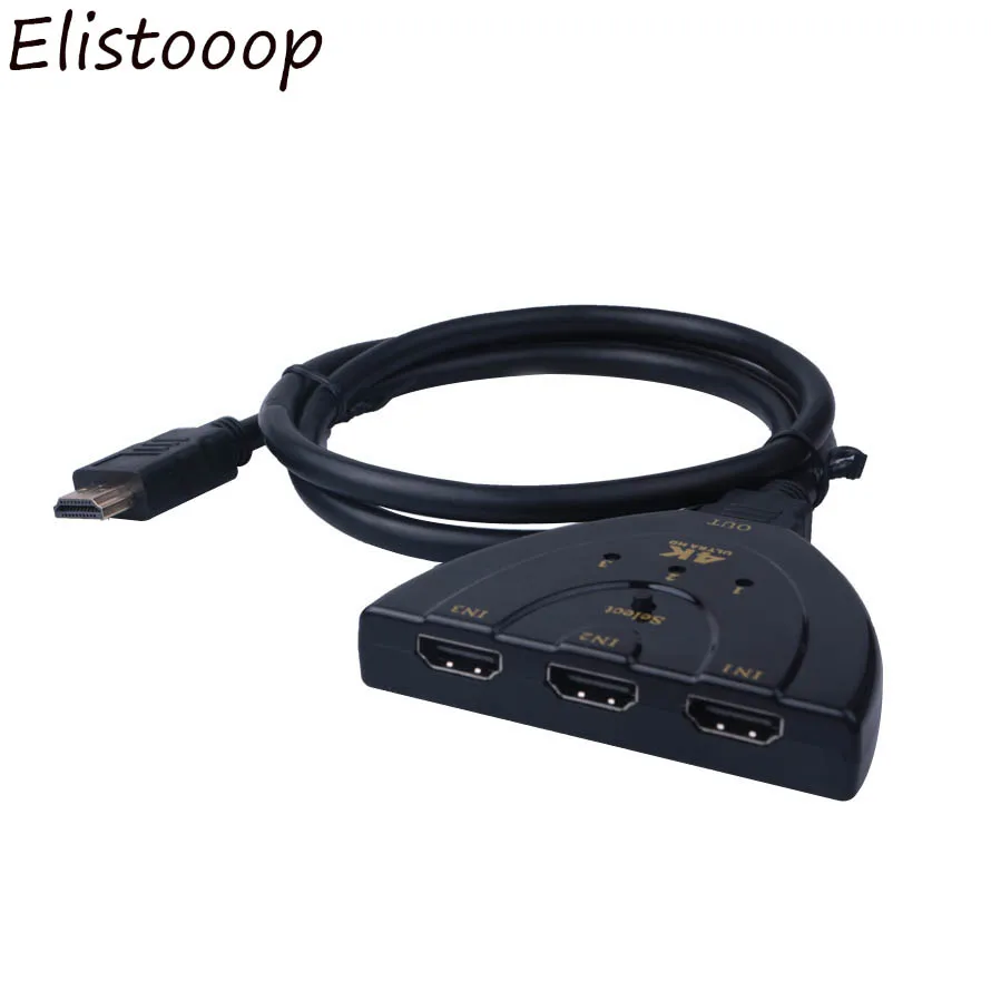 Фото Elistooop мини-переключатель HDMI 1.4b 4K Переключатель сплиттер 3D 1080P 3 в 1 хаб с выходом