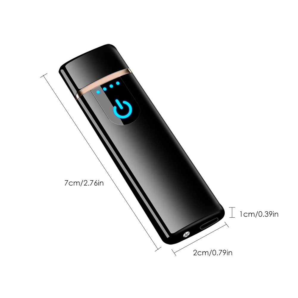1PC USB Charging Lighter Touch Screen Electronic Cigarette Lighters Small Rechargeable Windproof Men Gift Smoking Accessories
