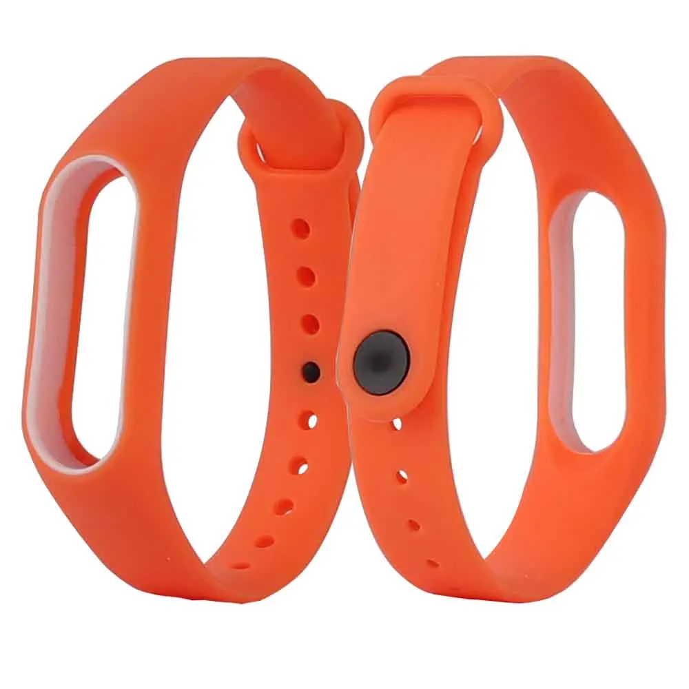 Orange Двойной Цветной ремешок mi Band 2 сменный спортивный ремешок на запястье анти-потеря силиконовый браслет аксессуары для Xiao mi band 2 умный Браслет - Цвет: Orange