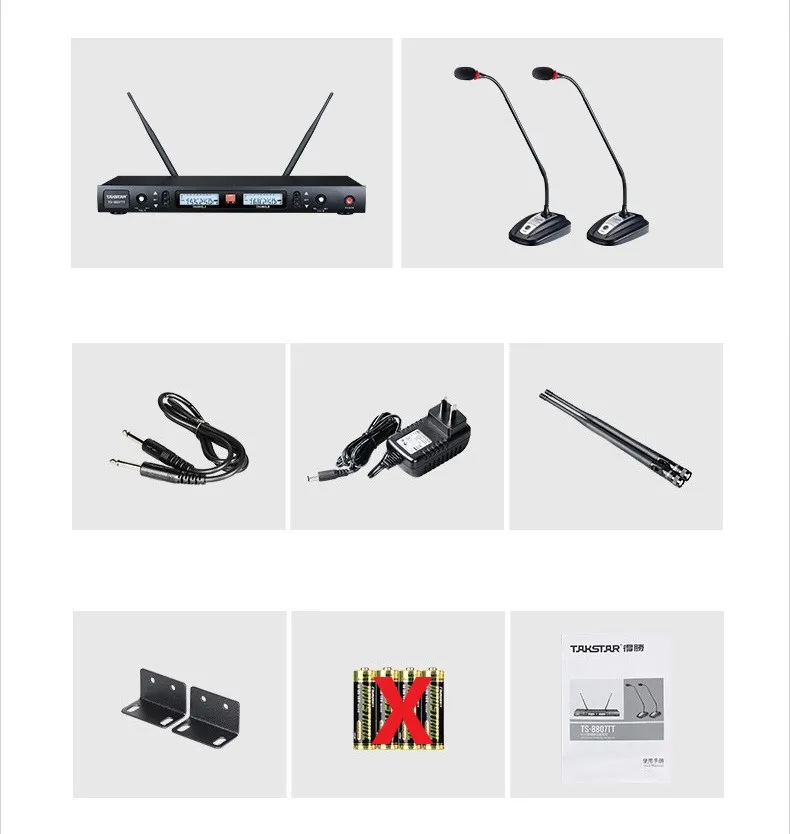 Takstar TS-8807TT двойной канал частоты UHF беспроводной микрофон тюнер разнообразие микрофон конференц-связи для обучения конференции Па