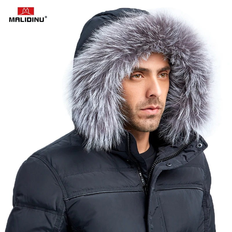 MALIDINU 2022 Men Duck Down Jacket Brand Winter Down Coat Real Fox Fur Mens Down Parka Coats For Men Outwear European Size -30C
