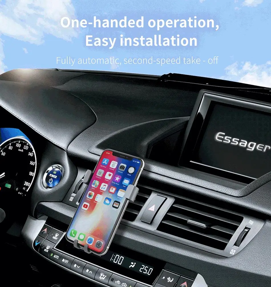 Автомобильный держатель для телефона Essager Gravity для iPhone samsung, металлический Автомобильный держатель для телефона, держатель на вентиляционное отверстие автомобиля, держатель для мобильного телефона, подставка