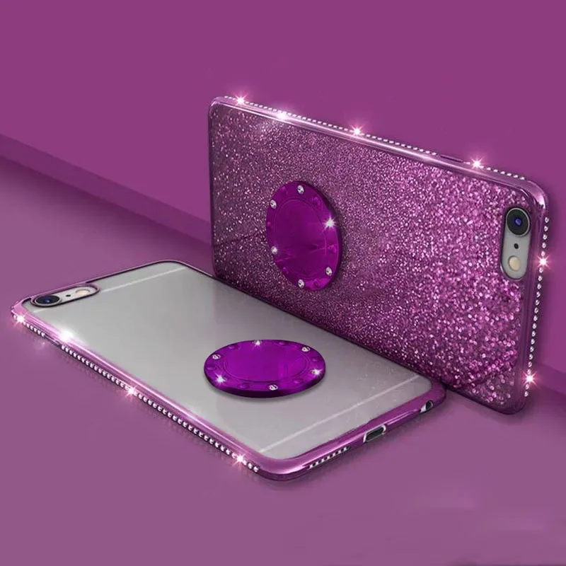 Для iPhone X XS MAX XR 6 6S 7 8 Plus Мягкий чехол с блестками и стразами для Samsung Galaxy A5 A6 A7 A8 2017 2018