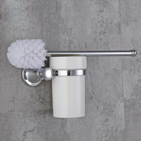 toilet brush Хромированные медные аксессуары для ванной комнаты, вешалки для полотенец, вешалка для полотенец, мыльница, держатель для салфеток, держатель для полотенец, набор аксессуаров - Цвет: toilet brush