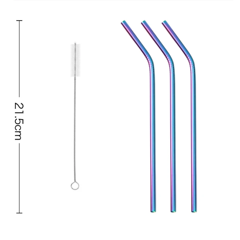 L-Neon 4pcs 2 шт./4 шт многоразовый металлический соломинки красочные Нержавеющая сталь крепкий Бенди или вертикально соломинка для напитков для кружки+ щетка для очистки - Цвет: L-Neon 4pcs