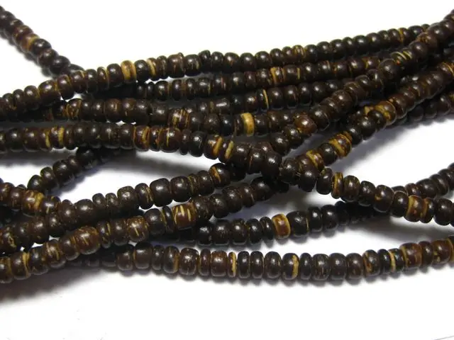 10 пряди 1" Natural Dark Coconut Rondelle Бусины 5 мм