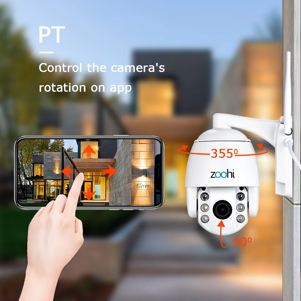 Zoohi беспроводная камера наружная камера наблюдения с датчиком PTZ IP камера двухстороннее аудио 1080 p поворотный купол Survellance Камера Безопасности s CCTV wifi 2MP IR