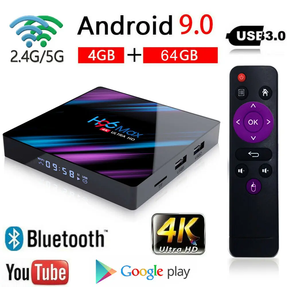 ТВ-приставка H96 MAX Google Play приставка Android 9 0 с процессором RK3318 4 Гб ОЗУ 32 64 ГБ Bluetooth 2