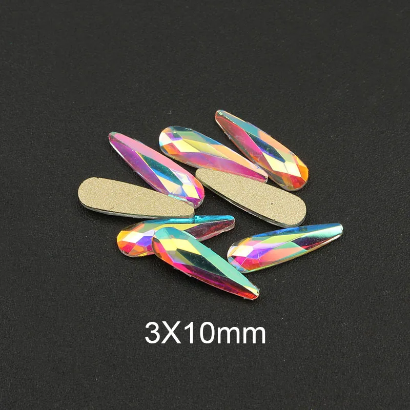 Drop 3x10mm Кристалл AB драгоценные камни для ногтей Стразы для дизайна ногтей стекло капли воды ювелирные изделия Алмазный декоративный камень для ногтей украшения Маникюр - Цвет: Drop 3x10mm