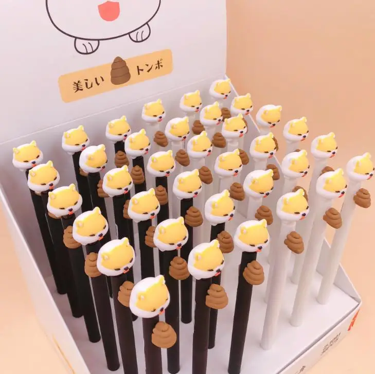 4 шт./компл. Kawaii 0,5 мм животное говно собака Сиба-ину пресс гелевые ручки с надписью Escolar Papelaria школьные офисные канцелярские принадлежности подарок