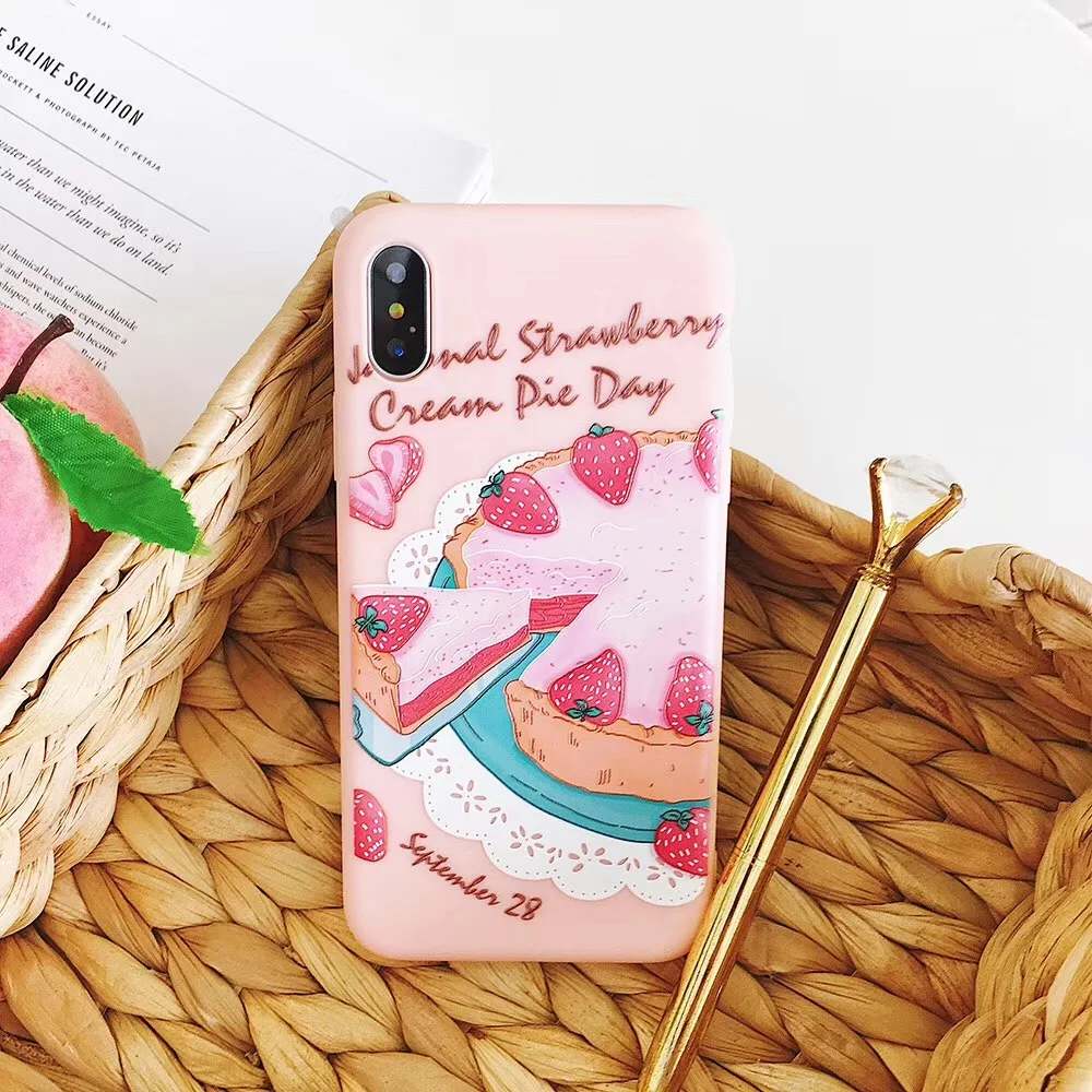 Marchcover Милые силиконовые формы для выпечки клубника чехол iPhone X XS Max XR coque Розовый 3D