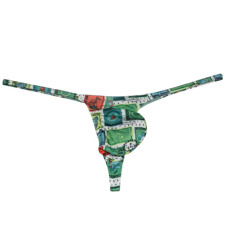 Мужское нижнее белье с принтом трусики танга микро стринги большой выпуклой