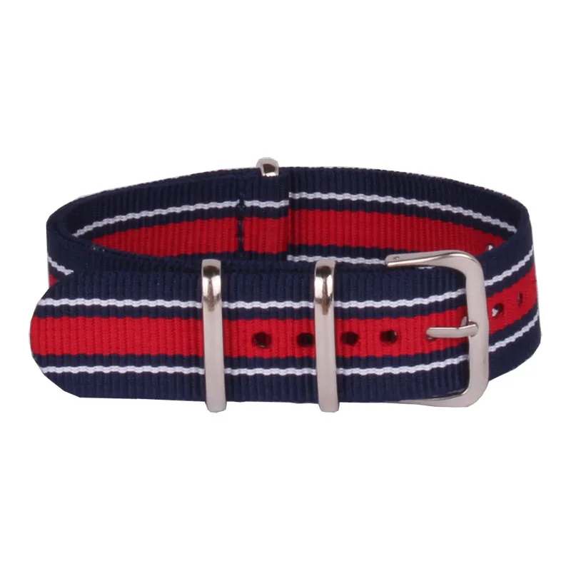 Нейлоновый ремешок для часов 20 мм в полоску темно-синий белый с пряжкой | Наручные