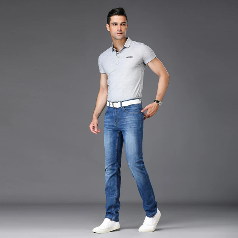 Мужские джинсовые брюки стрейч синие зауженные размеры 28 30 32 33 34 35 36 38 40 2018 |