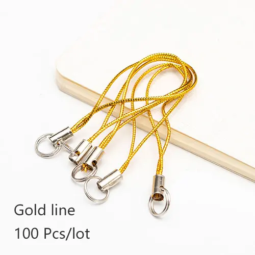 Gold Line 100 шт цветной полиэфирный шнур с двойным кольцом ювелирный шнур для мобильного телефона с подвеской ручной работы - Цвет: Gold Line