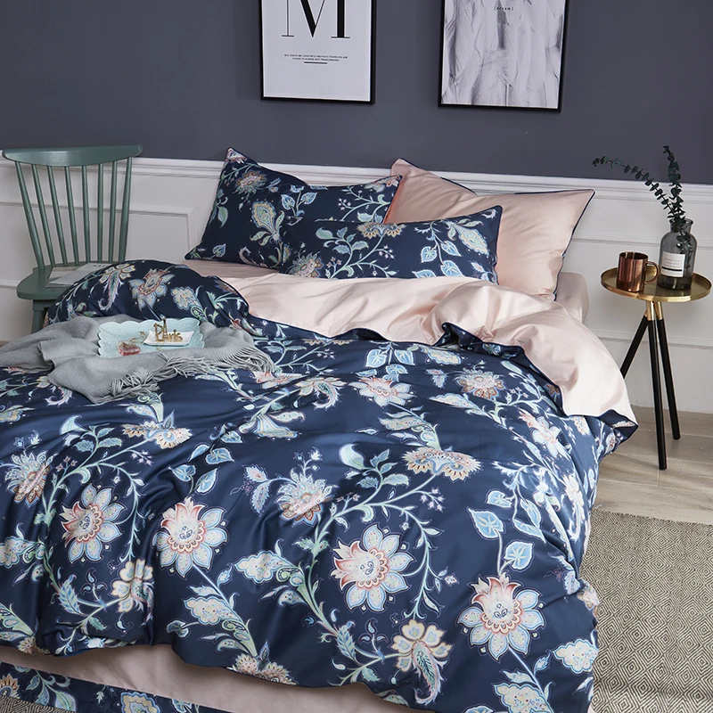 Роскошный Египетский хлопковый комплект постельного белья с цветными цветами