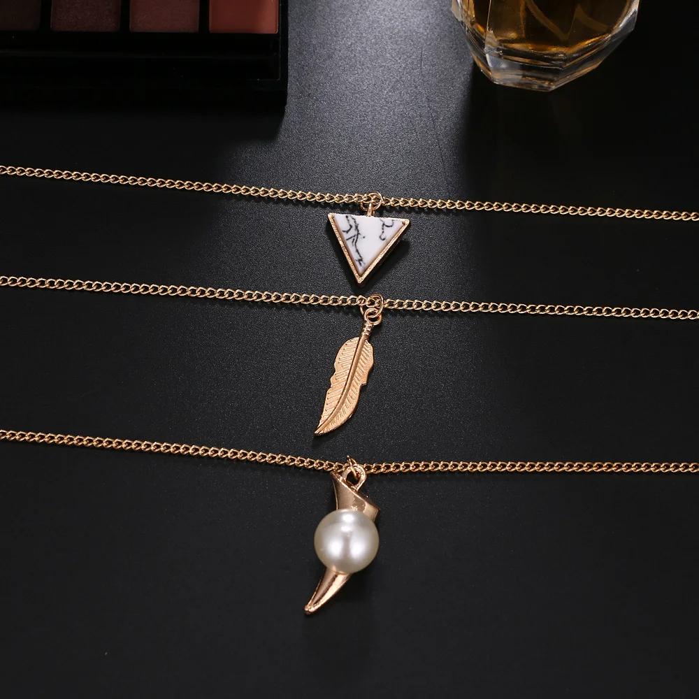 Модное многослойное на ключицы ожерелье с длинной подвеской для женщин