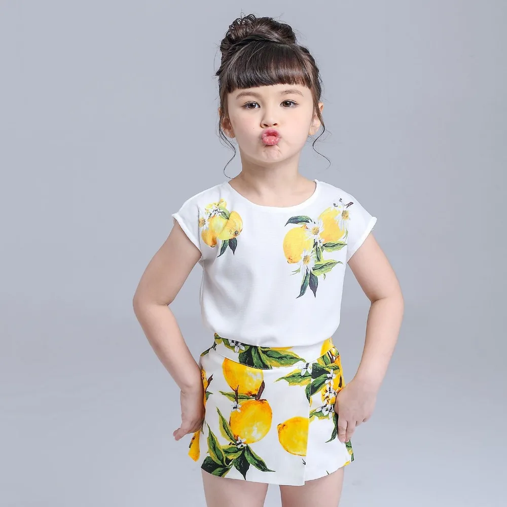 2021 летние Модные комплекты одежды для девочек брендовая одежда с принтом лимон