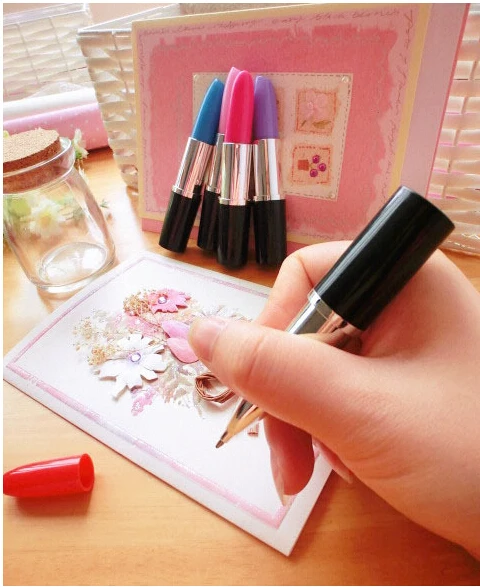 

Южнокорейские креативные канцелярские принадлежности, оптовая продажа, шариковая ручка с губной помадой, индивидуальная креативная Студе...