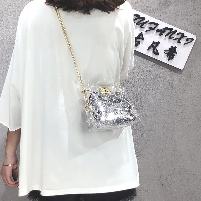 Летние прозрачные композитный женский 2018 новая волна Корейский блесток диких