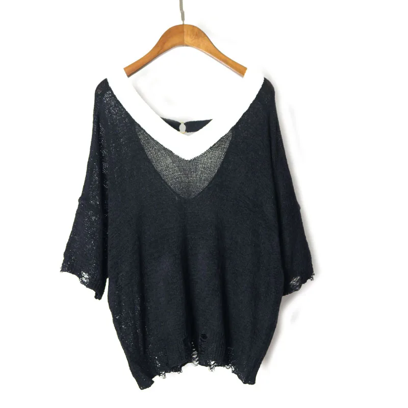 2017 Осень Новая мода Глубокий V образным вырезом вязаный женский свитер