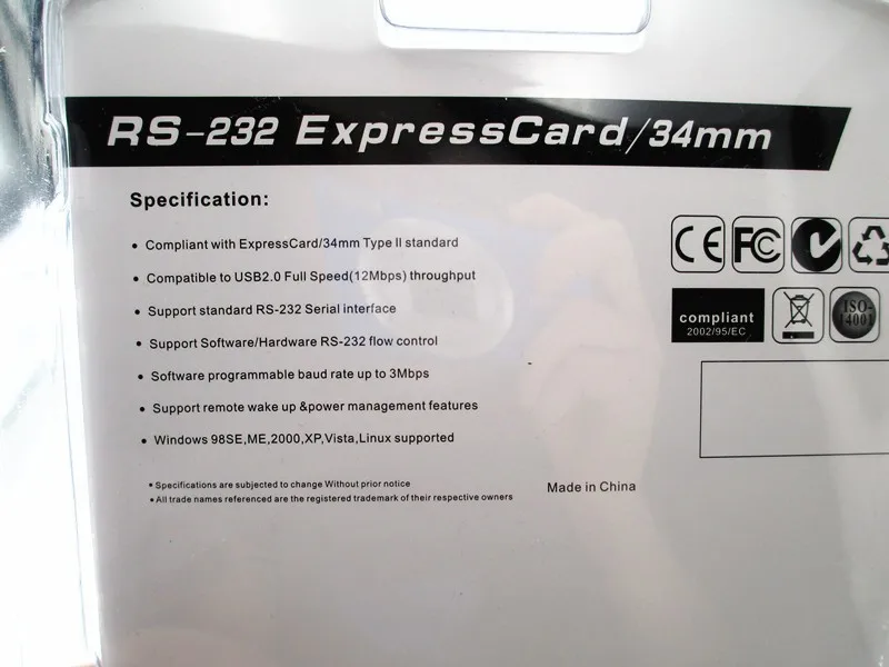 RS232 DB9 последовательный порт ввода/вывода для PCMCIA Express Card 34 мм адаптер ноутбук