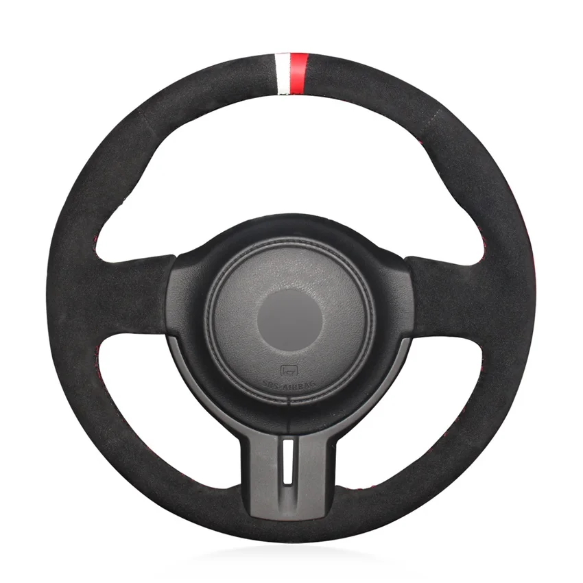 black suede Авто чехол рулевого колеса автомобиля для Toyota 86 2012- Subaru BRZ 2012- Scion FRS Оплетка на руль из натуральной кожи - Название цвета: black suede