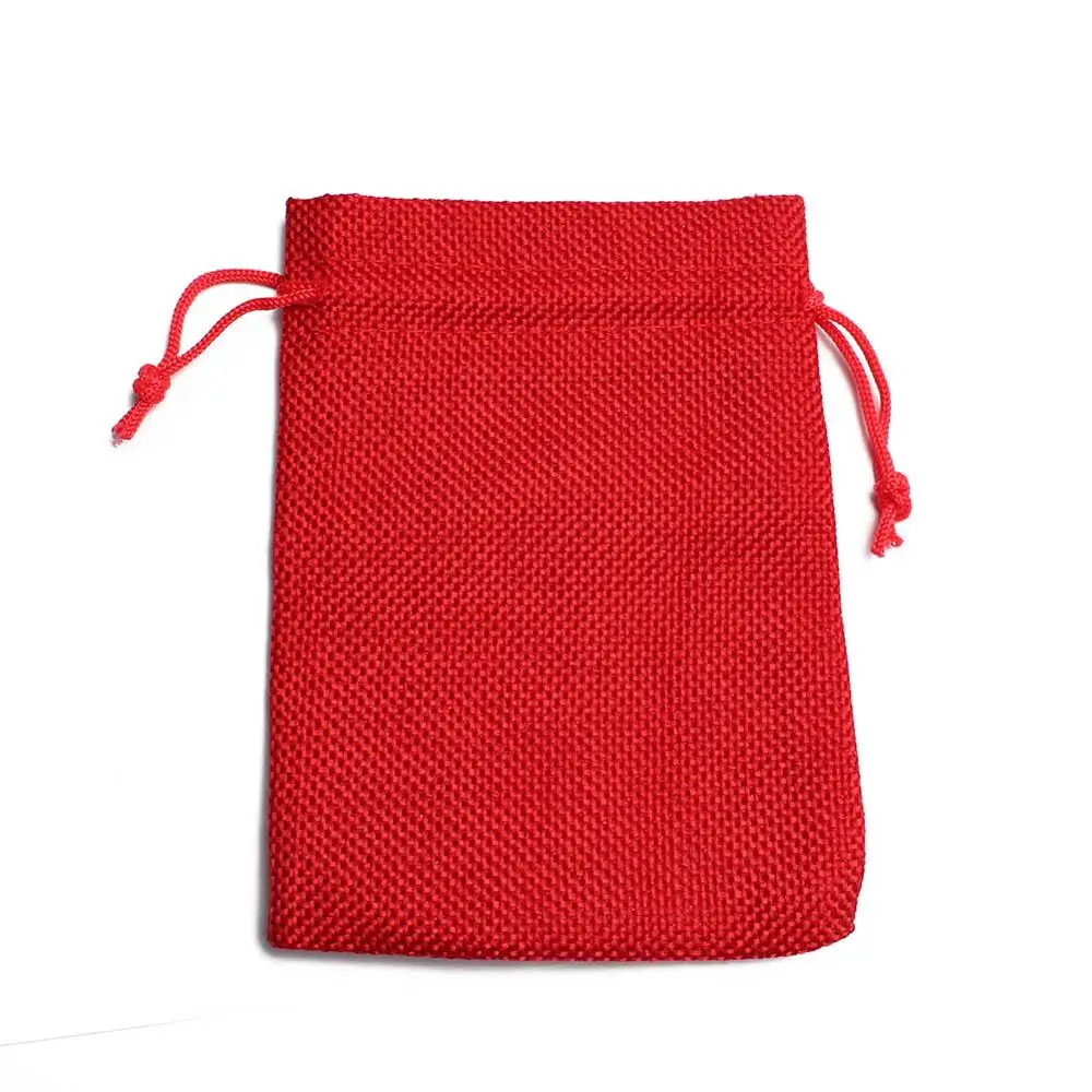 red 10*14 см мини Мешковина джутовый шнурок Подарочные Мешочки для ювелирных изделий сумки для свадебных сувениров Рождество 10 шт./лот - Цвет: red