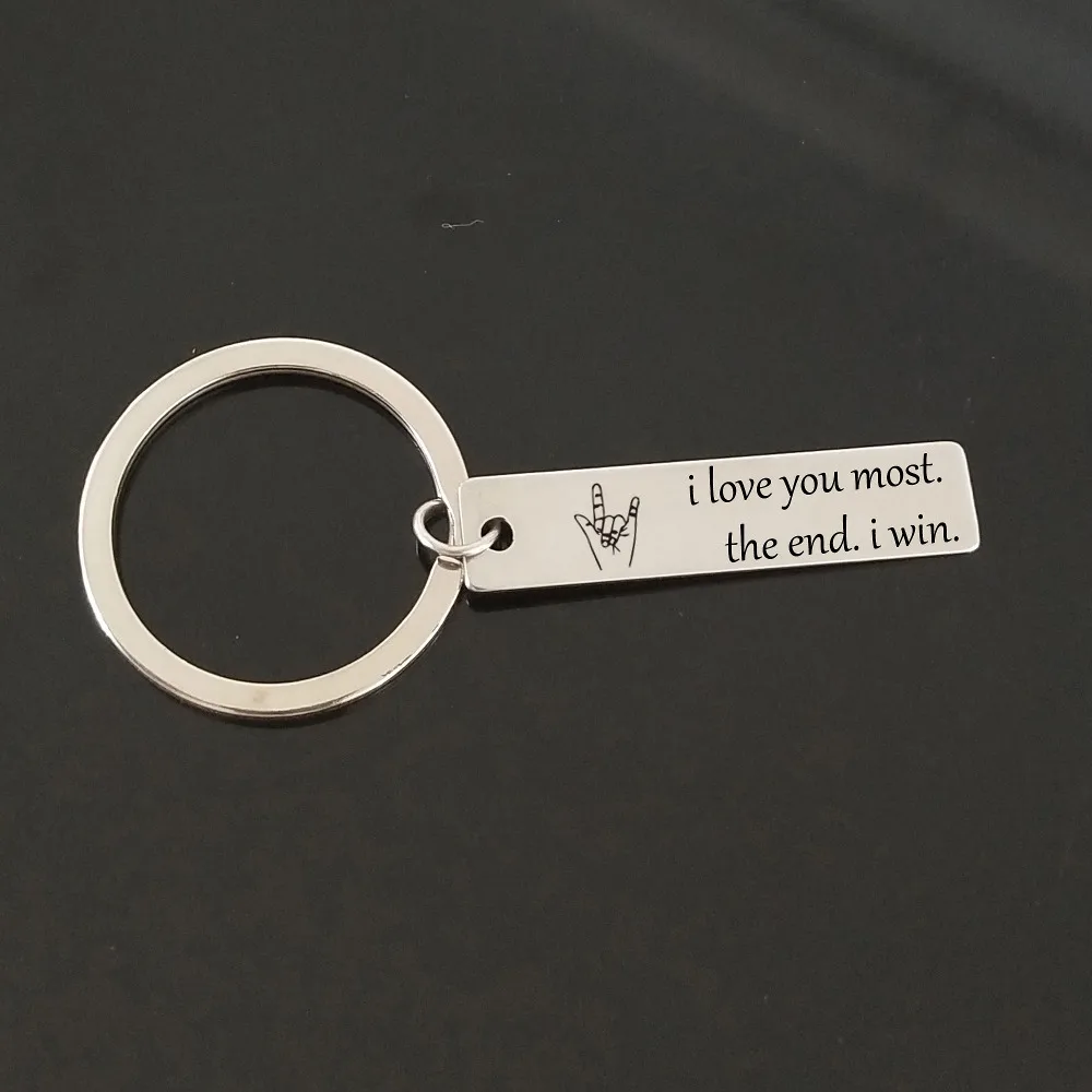 Lovers Keyring I Love You The End Win Custom engraved Keyfob Boyfriend/Girlfriend брелок подарит Вашему