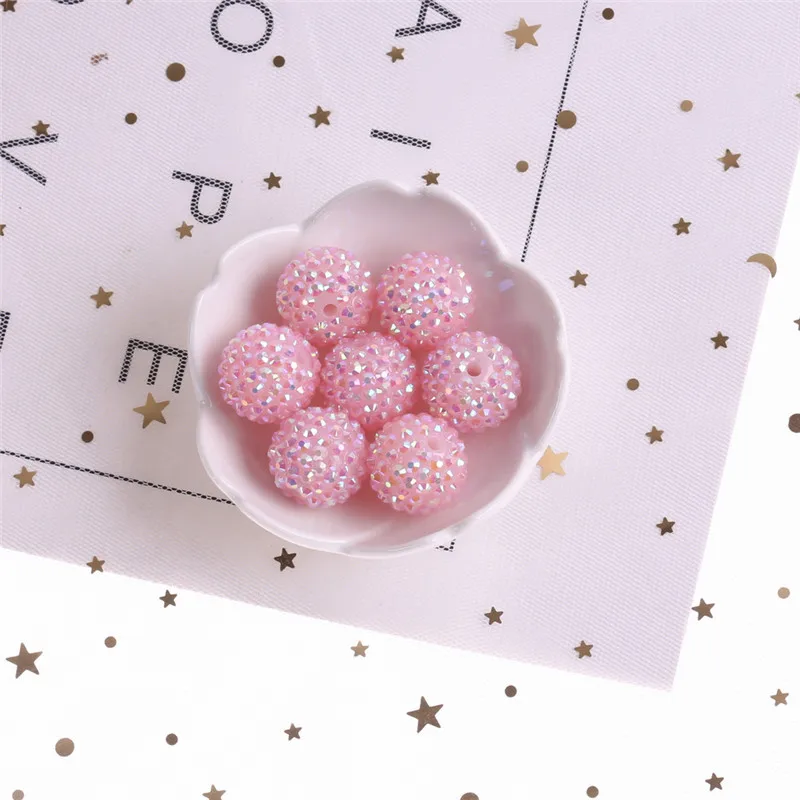 Baby Pink AB 20 мм AB горный хрусталь массивные бусины набор из 10, Смола горный хрусталь бусины, массивная жевательная резинка ожерелье поставки-25 цветов выбор - Цвет: Baby Pink AB