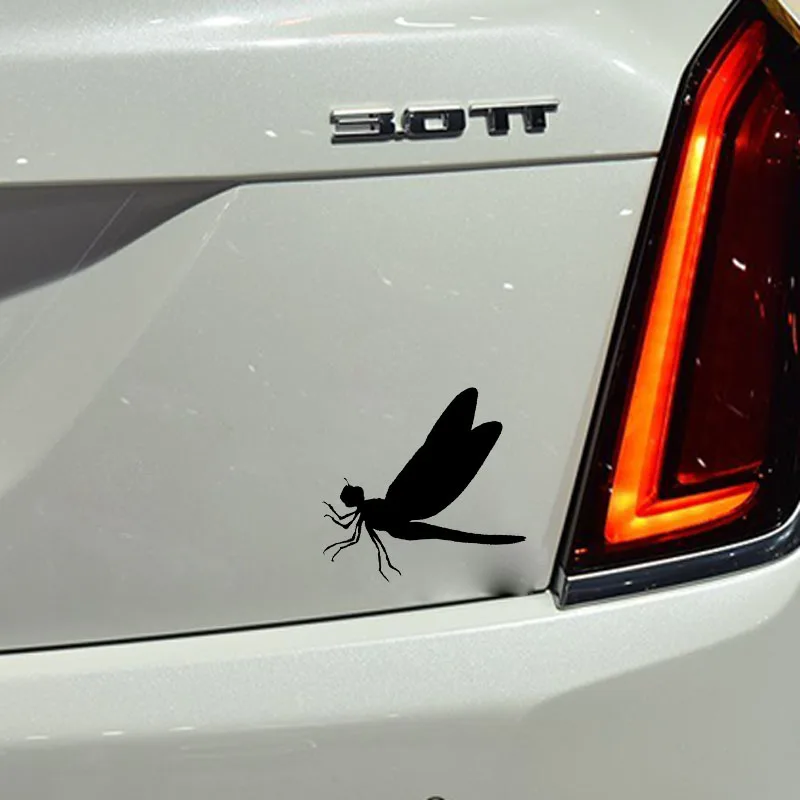 

YJZT 13CM*12.2CM Dragonfly Shadow Delicate Vinyl Decal Artistic Car Sticker Black/Silver C19-0634