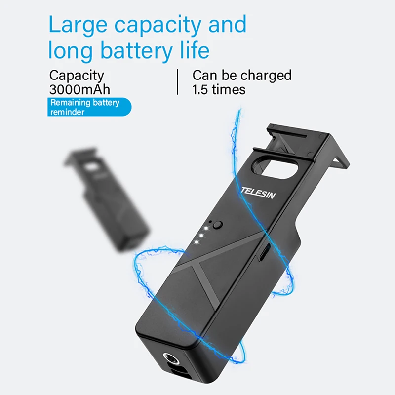 TELESIN ручка зарядное устройство power Bank палка для Dji Osmo карман с портом type-c 1/4 винт портативный источник питания базовое крепление