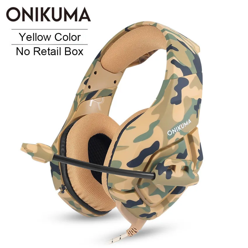 Yellow Headset ONIKUMA игровая гарнитура Casque PC Gamer стерео бас наушники с микрофоном для PS4/Xbox One Геймпад+ Проводная USB игровая мышь - Цвет: Yellow Headset