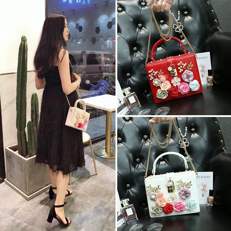 2020 Новая модная Цветочная Свадебная портативная диагональная сумка с цепью на