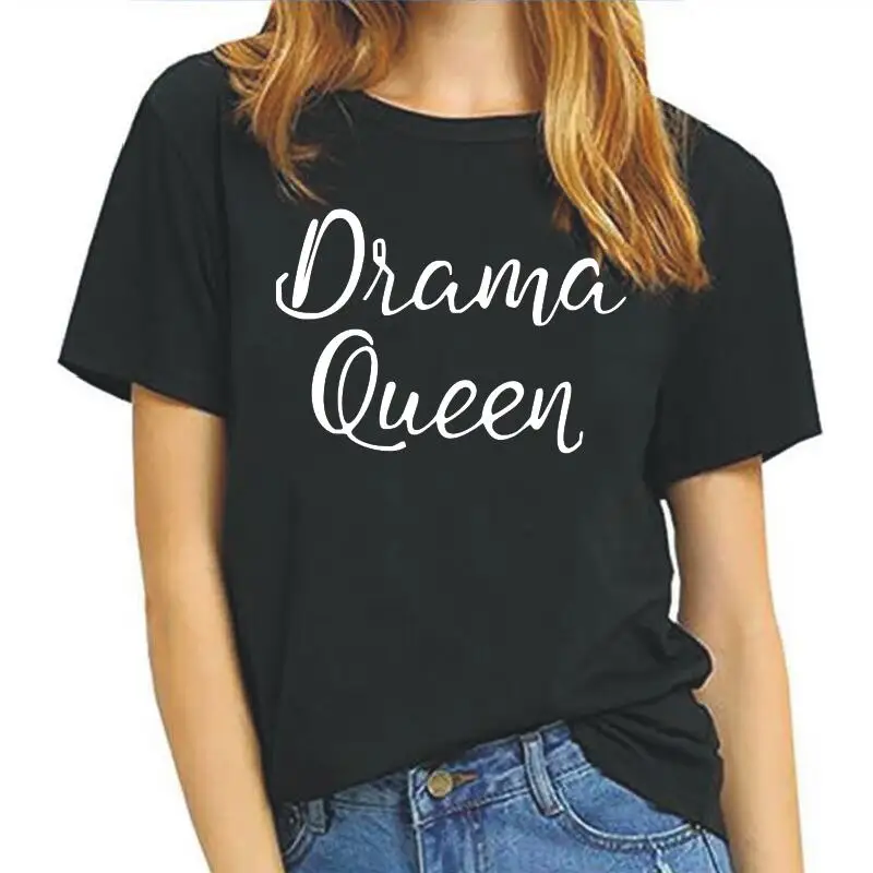 

Футболка женская с круглым вырезом, модный топ с надписью Drama Queen, с коротким рукавом, в стиле Харадзюку, на лето