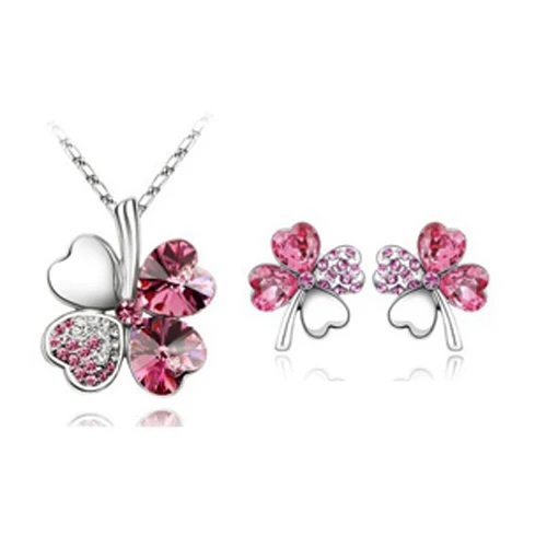 Женский ювелирный комплект из колье и серёг с австрийским кристаллом|jewelry sets|earring