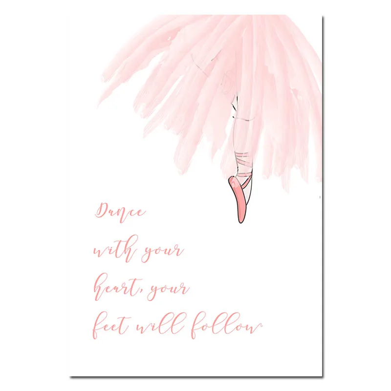 Детский Настенный холст для девочек постеры балерины танцев мультяшная картина