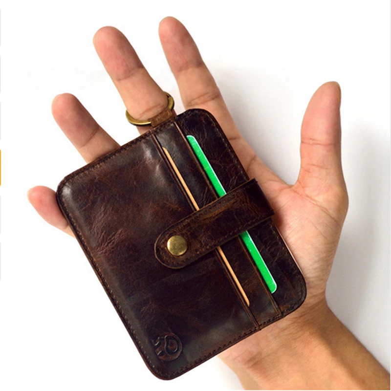 Маленький ультратонкий мини-кошелек из 100% натуральной кожи мужской компактный