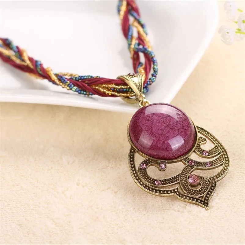 Olaru Vintage Beads Round Flower Pendants Choker Necklace Bohemia Ethnic Female Statement Maxi Necklaces Woman Accessories Hot | Украшения