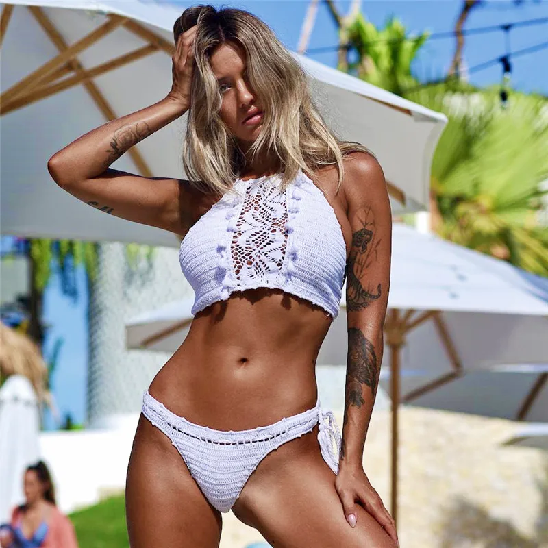 Женский бандажный комплект бикини сексуальное с кисточками пуш ап Бразильское